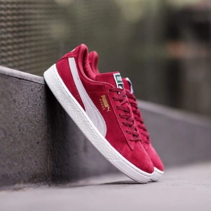 SEPATU PRIA PUMA SUEDE CLASIC  MAROON WHITE ORIGINAL BNIB
