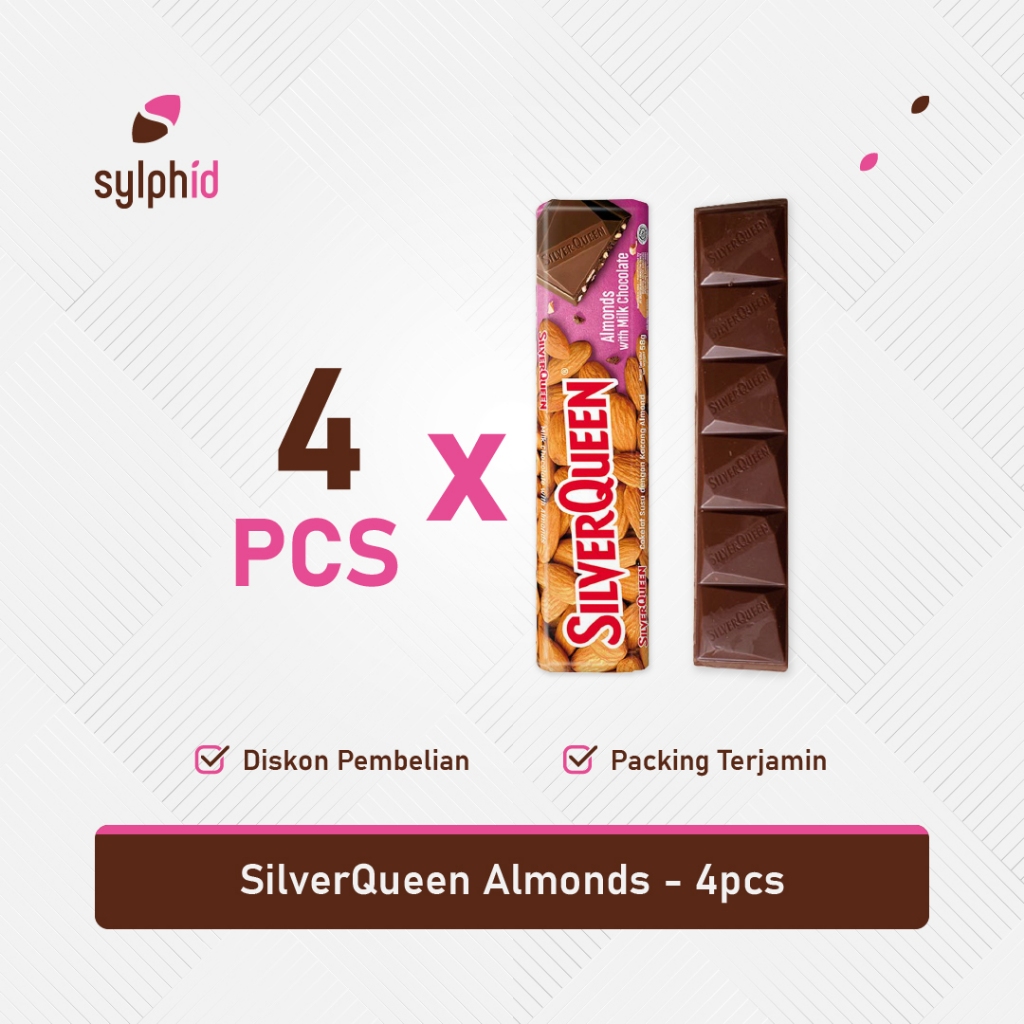 SilverQueen Almond Milk Chocolate 55 gr / Cokelat Silver Queen (4 pcs)