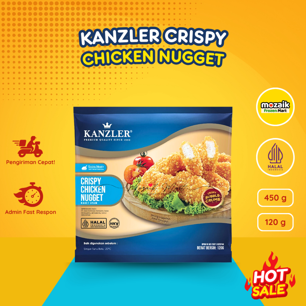 

Nugget Kanzler Crispy Chicken Nugget 120 gr-Nuget/Naget/Ayam Krispy/Bubble/Frozen Mart/Frozen Food