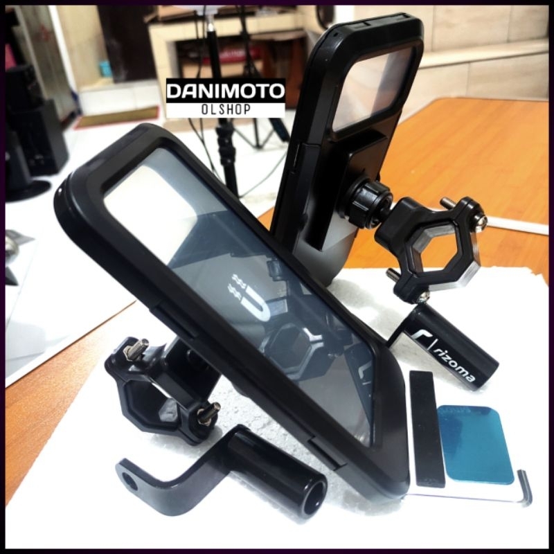 HOLDER HP WATERPROOF ANTI AIR HUJAN UNIVERSAL BAHAN ABS SPION STANG MOTOR NEW NMAX VARIO PCX ADV 160