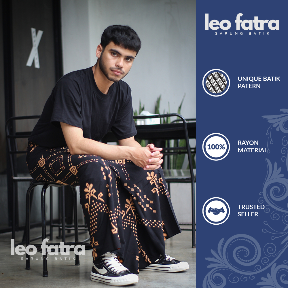 Sarung Batik Sarwon Hitam | Sarung Batik Motif Palekat | Sarung Batik Pria Dewasa Bahan Adem Tebal