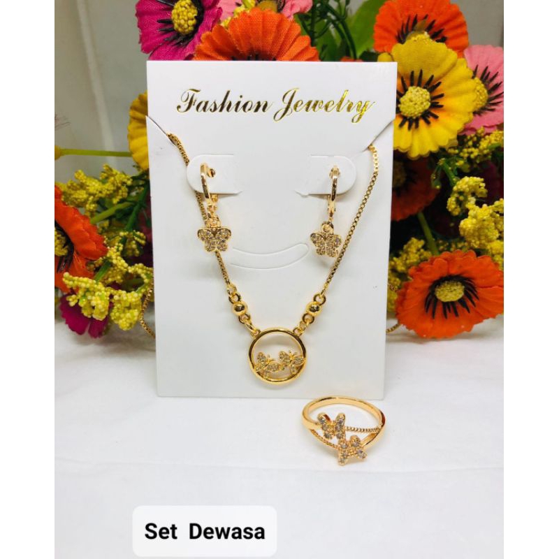 Aksesoris Perhiasan Set Perhiasan Titanium Asli bermotif kupu kupu terbaru Anti Luntur Anti karat