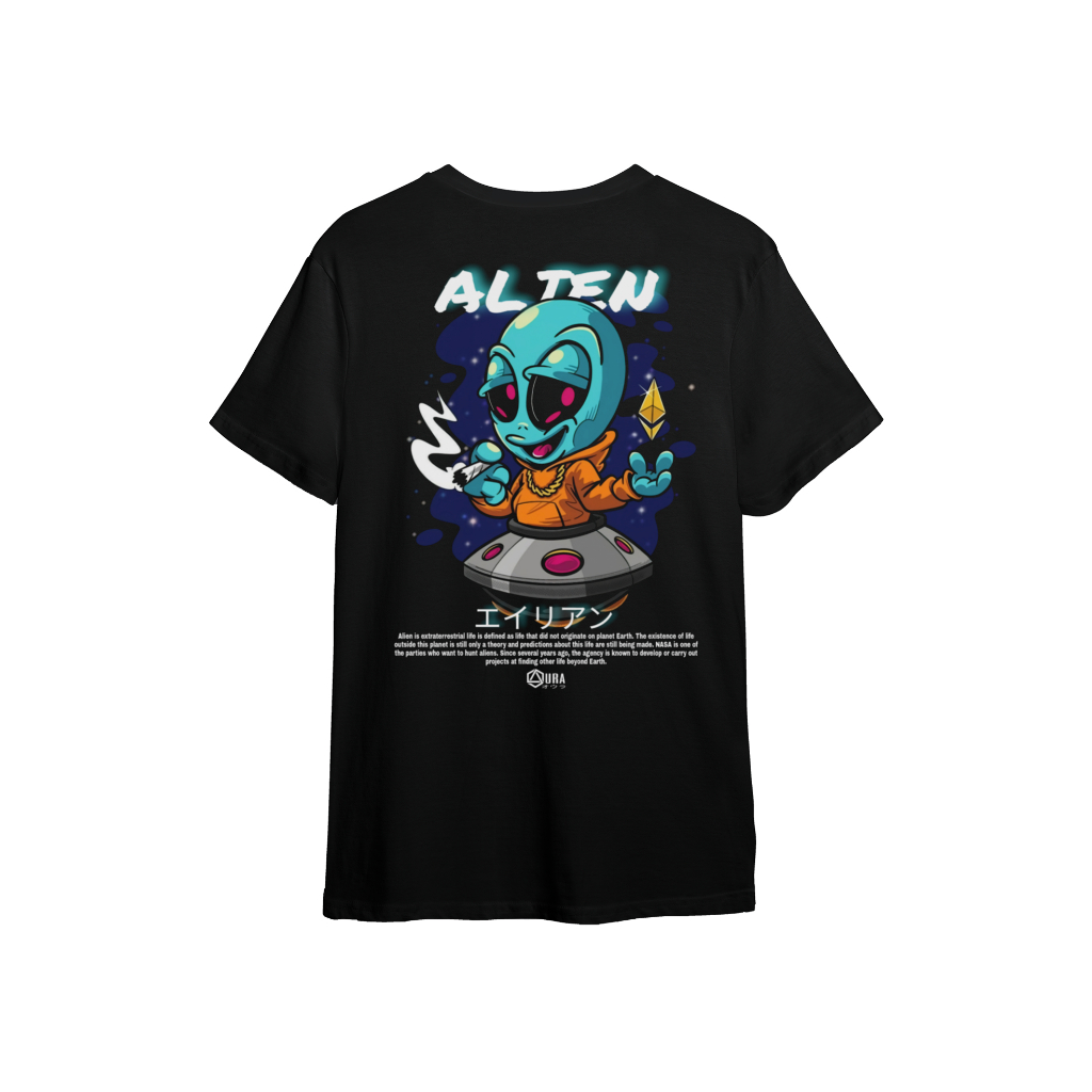 OURAStore FILOSOFI OF ALIEN - PREMIUM BLACK T-SHIRT | Baju Kaos Hitam Premium ( Pria dan Wanita )