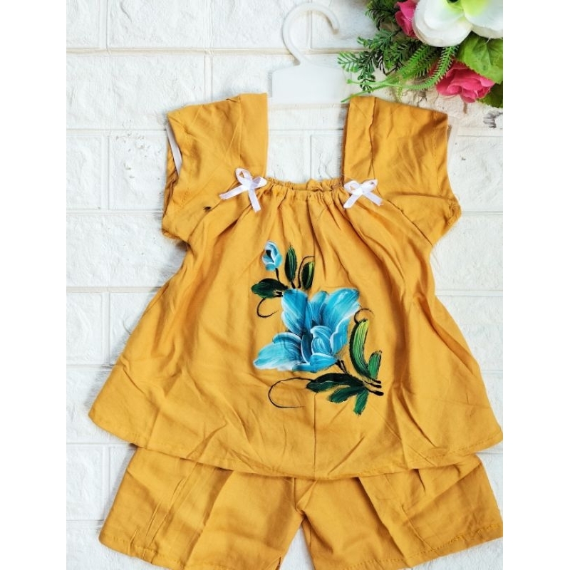 baju Tidur Anak Bayi Perempuan/ Baju Harian 1-2 Tahun SET LUKIS