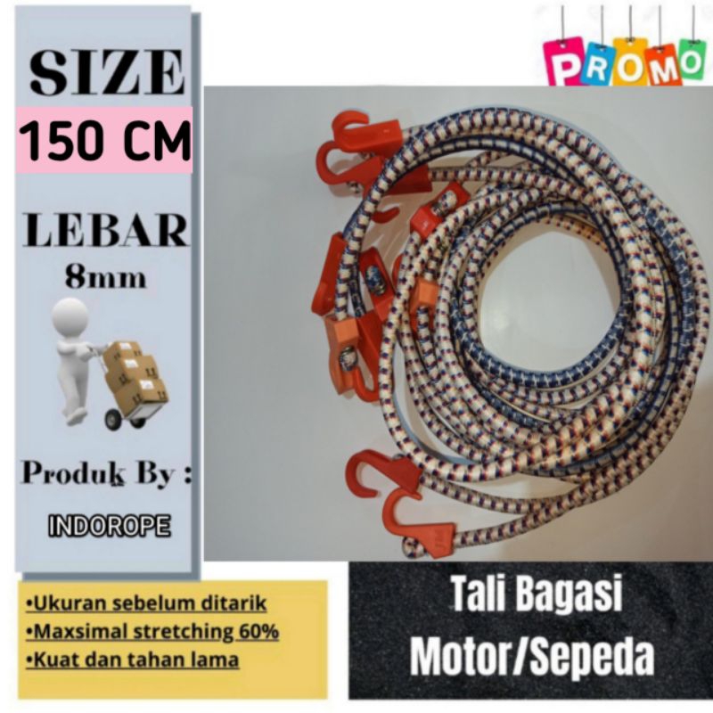 TALI Bagasi Motor kait PLASTIK 200 cm/Tali Pengikat Barang 2 meter/Tali Panjang 2 meter pengait PLAS