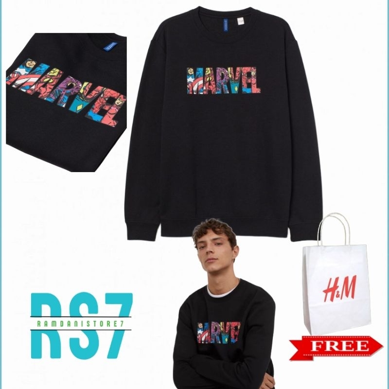 CERAWNEK SWITER H&M MARVEL PRINT hnm Full teg, label Free Paperbag HM