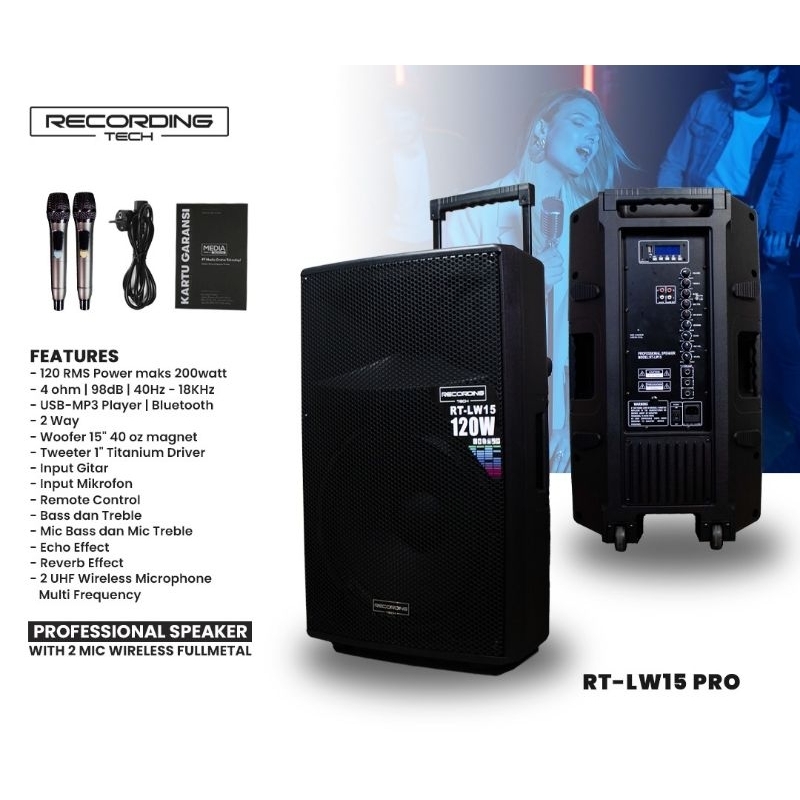 Speaker Portable Recording Tech RT LW 15 PRO - 15 inch
