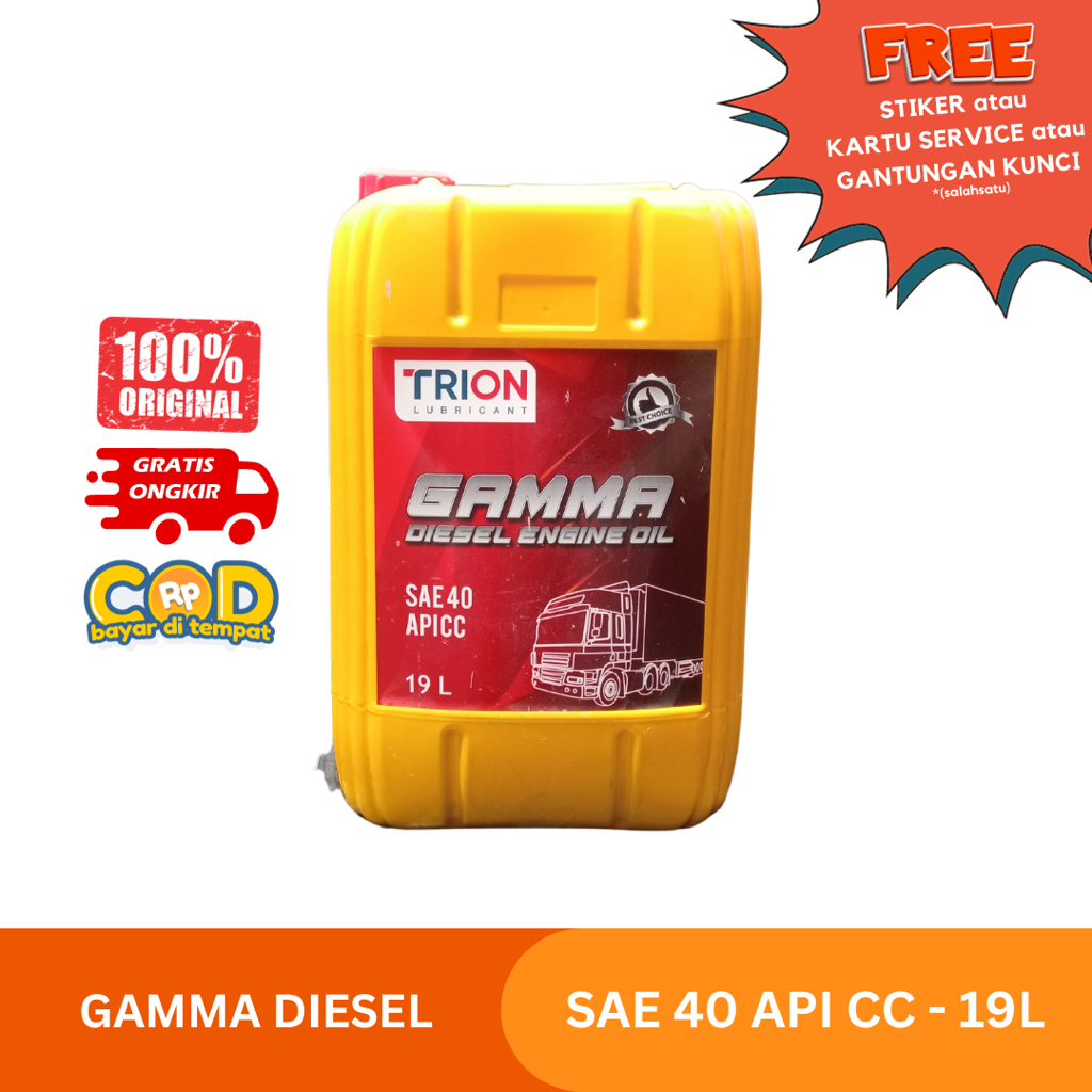 Oli Mesin TRION Gamma Diesel/Disel SAE 40 API CC Pail (19 Liter) oli original bergaransi