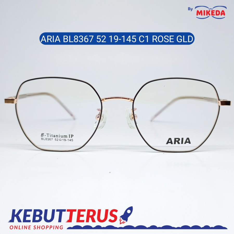 Mikeda-FRAME KACAMATA ARIA 8367 C1 ROSE GLD + LENSA(MINUS/CYLINDER)