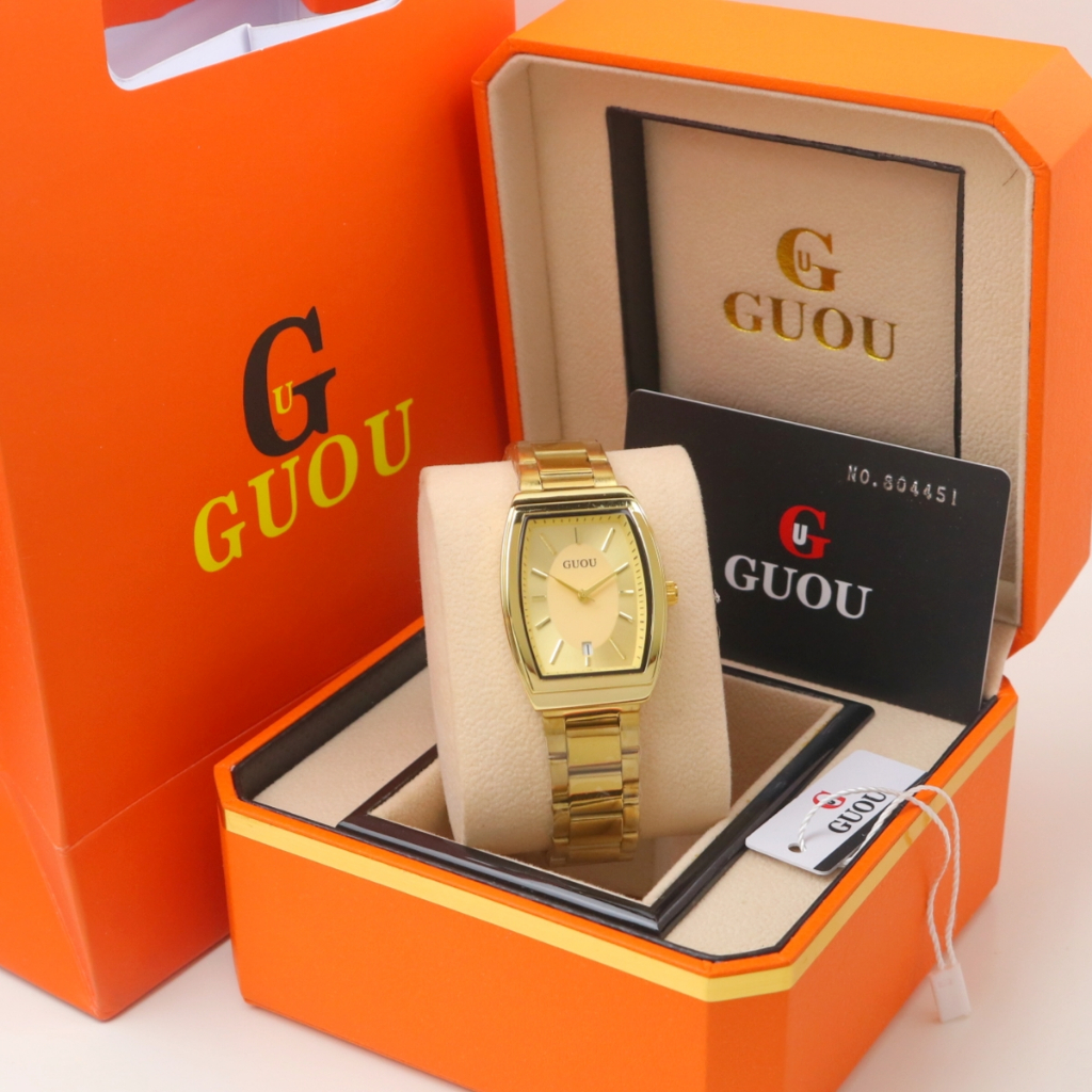 GUOU ORYGINAL > JAM TANGAN GUOU ANALOG MODEL TERBARU TANGGAL AKTIF FREE BOX SESUAI BRAND