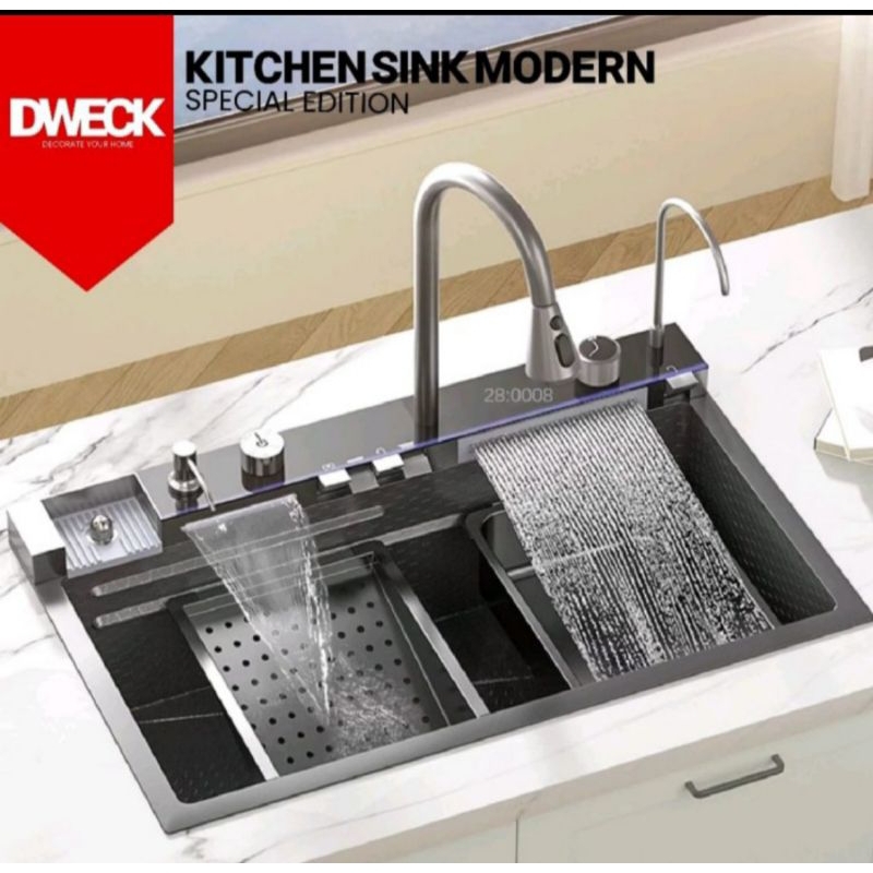 Kitchen sink Viral Piano 7545 black komplit set bak cuci piring modern
