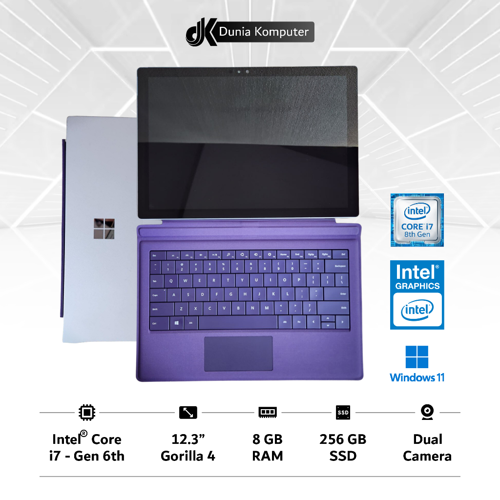Laptop Second Microsoft Surface Pro 4 Intel Core i7-Gen 6th RAM 8GB SSD 256GB Begaransi