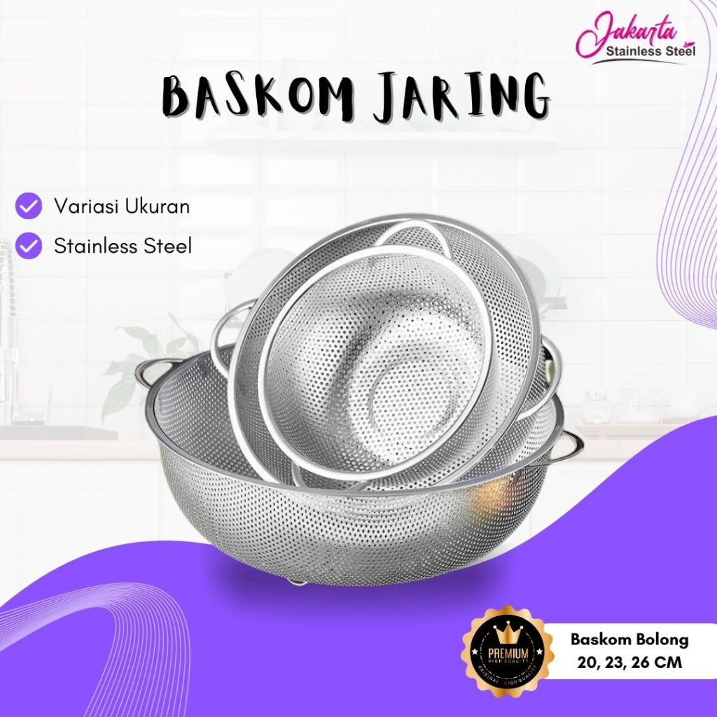 Baskom Bolong Sayur Baskom Stainless Wadah Cuci Sayur Baskom Saringan Stainless Baskom Penyaring