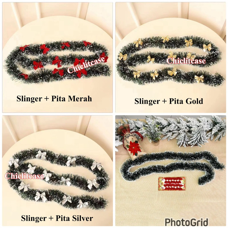 slinger natal DIY/slinger Paket slinger natal DIY/slinger salju dekorasi natal hiasan parcel / sling