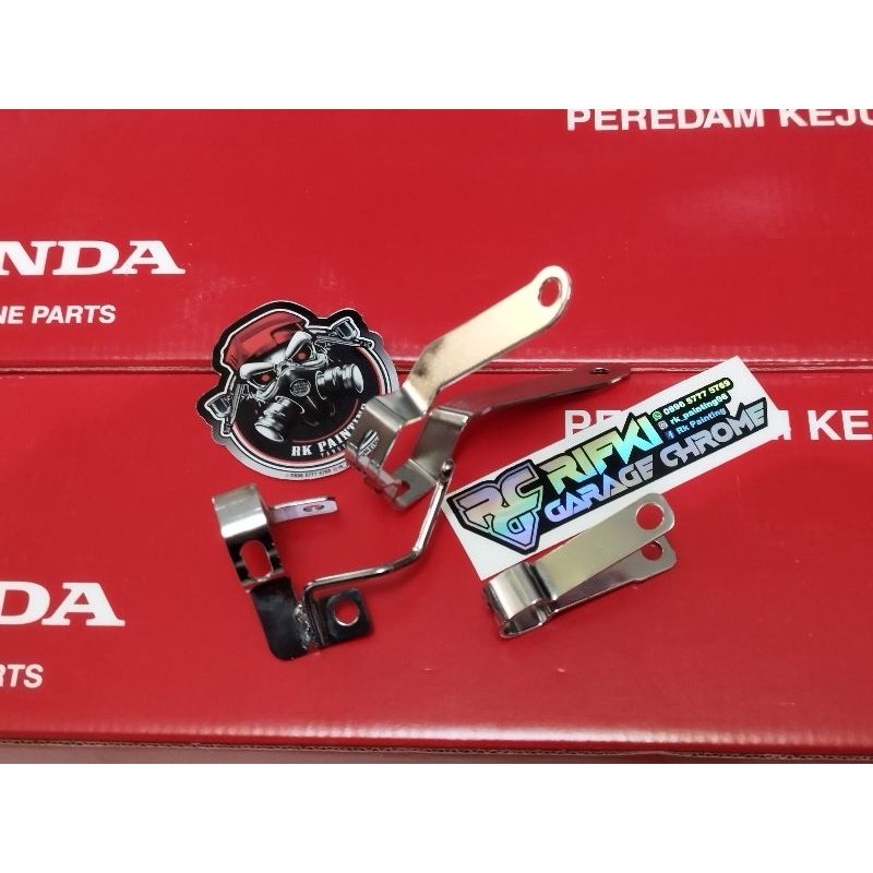 breket selang rem arm pcx 160 chrome + breket selang rem depan