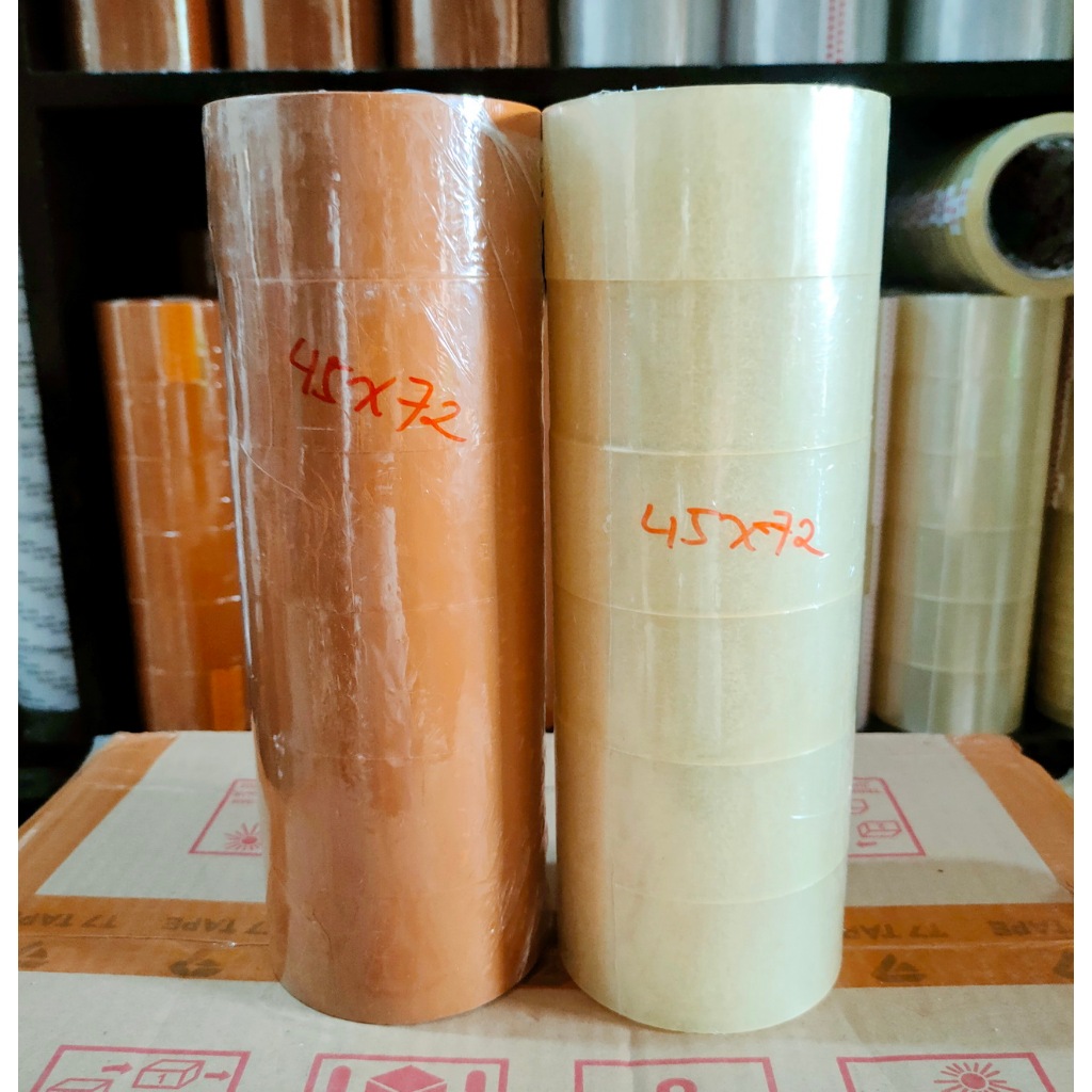 

Lakban 1 Pack Isi 6 Roll Murah Bening Coklat 45mm x 72 Yard 2 Inch Selotip Opp Tape Isolasi Transparan