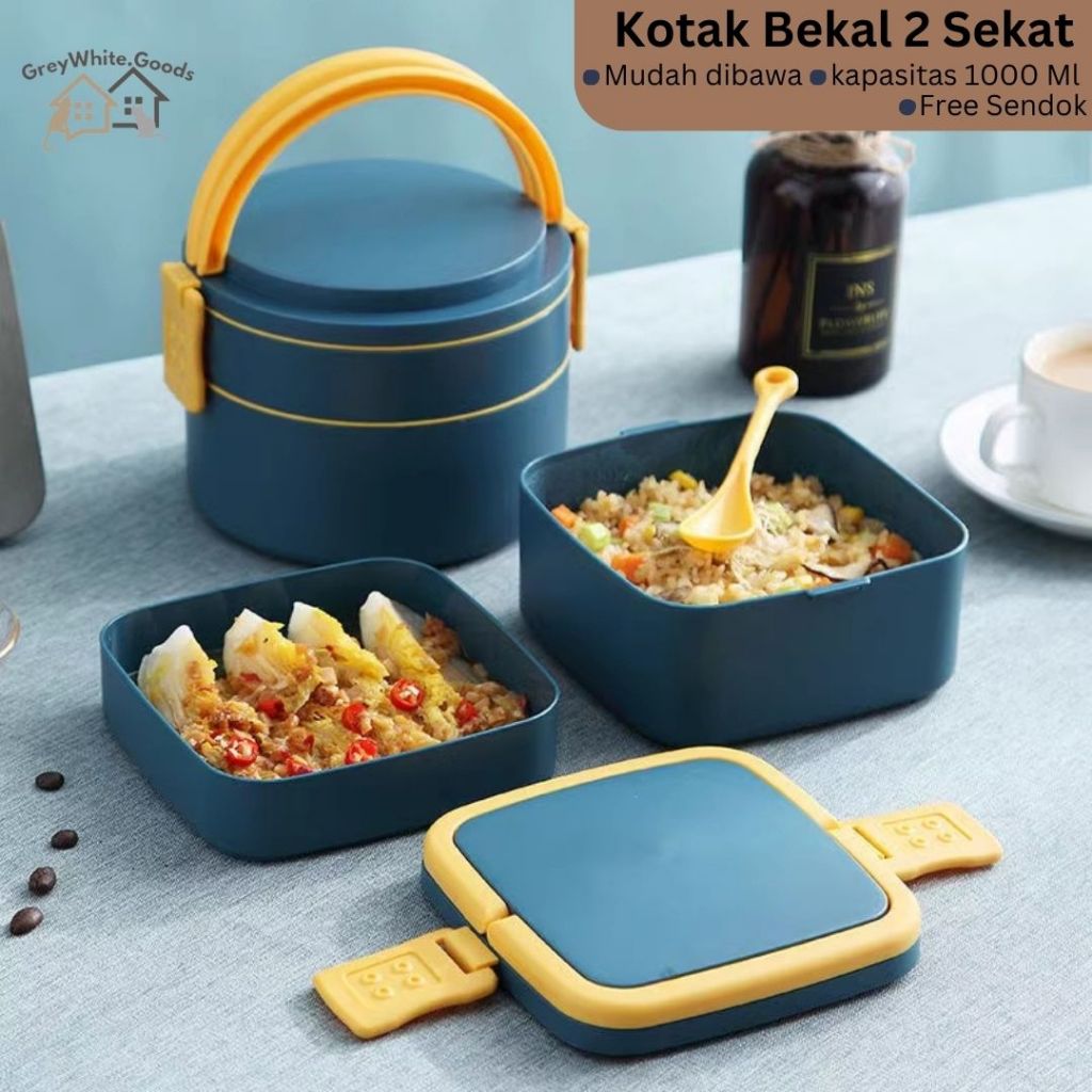 Kotak Bekal 2 Tingkat Tahan Panas Portabel