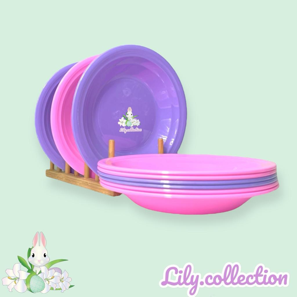 LILYCOLLECTION Piring melamin ulir 9 inch cantik mewah tebal / Piring makan melamin ungu / Piring ma