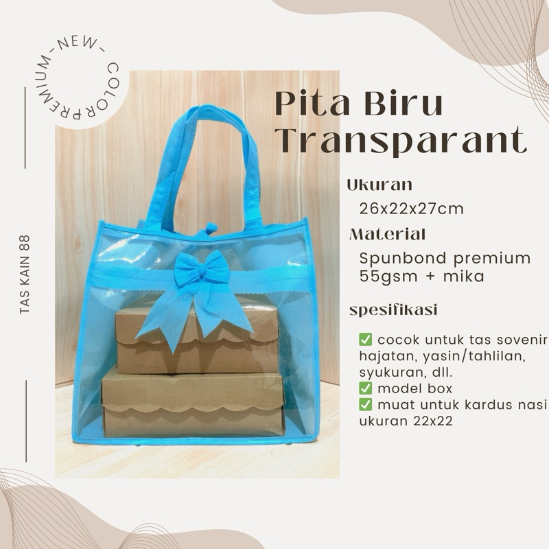

TAS HAJATAN KOTAK NASI 22x22/TAS MIKA JAHIT/TAS SOUVENIR SYUKURAN/GOODIE BAG/TAS SPUNBOND HAJATAN