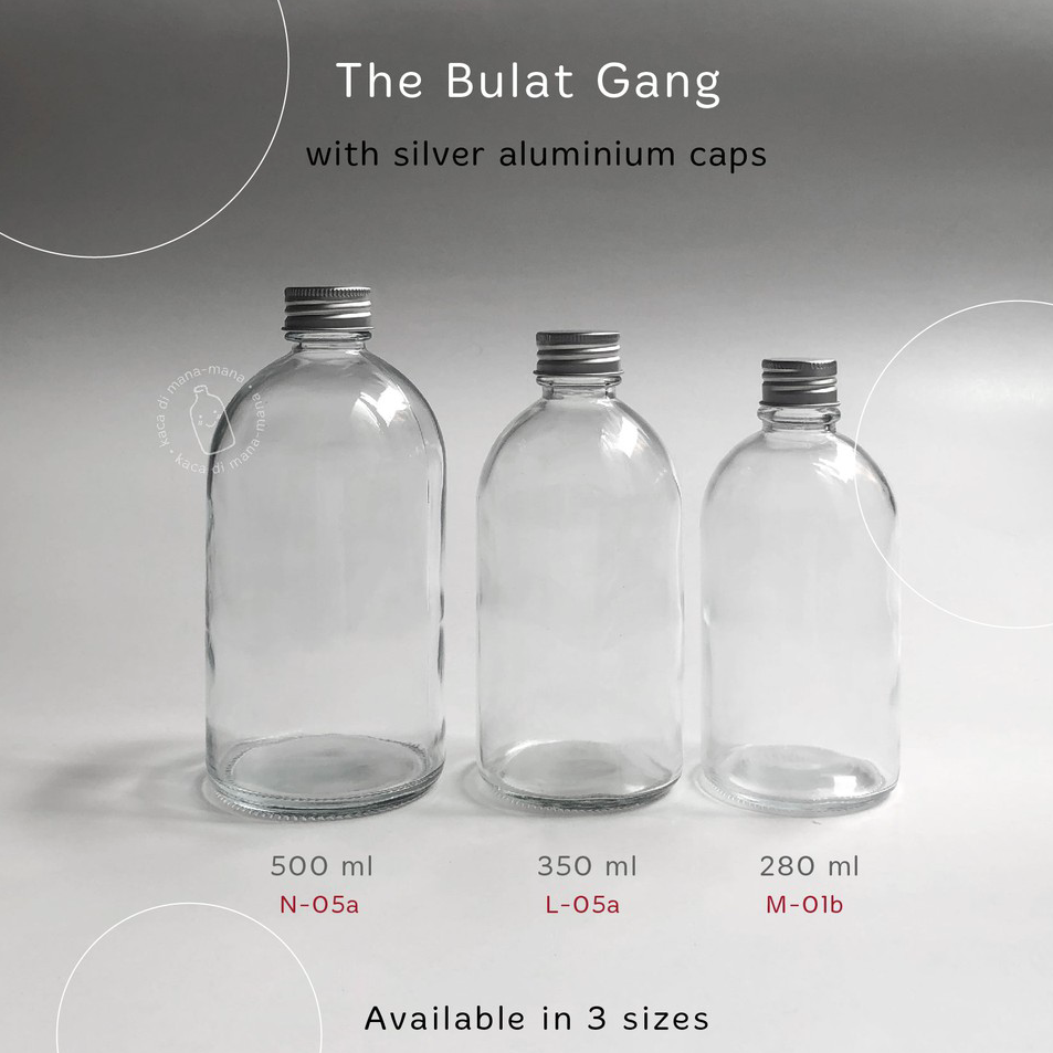 Bagus Botol kaca 280ml, 350ml, 500ml - botol juice kopi - bulat