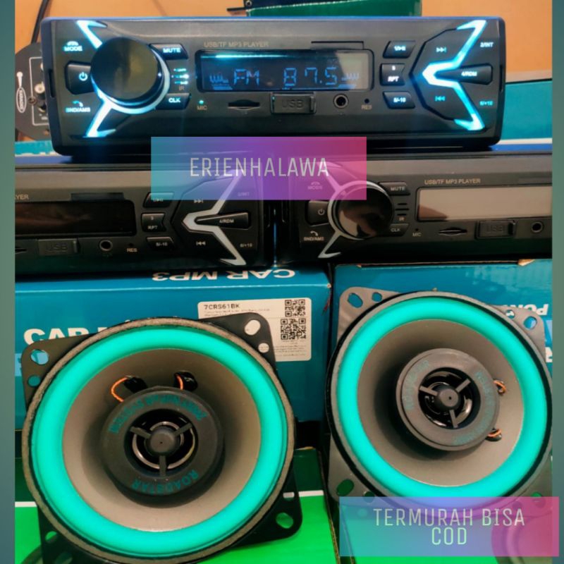 JUAL RUGI TAPE MOBIL BLUTUT RADIO RGB 6 WARNA + 2 SPEAKER 4 IN BISA COD