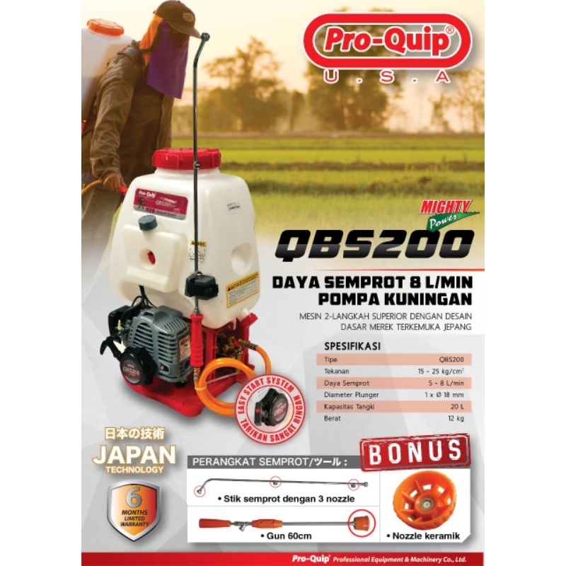 Mesin Semprot Pertanian 20 Liter 2 Tak Pro-Quip QBS200 / Mesin Semprot Hama 2 Tak 20 Liter Pro-Quip 