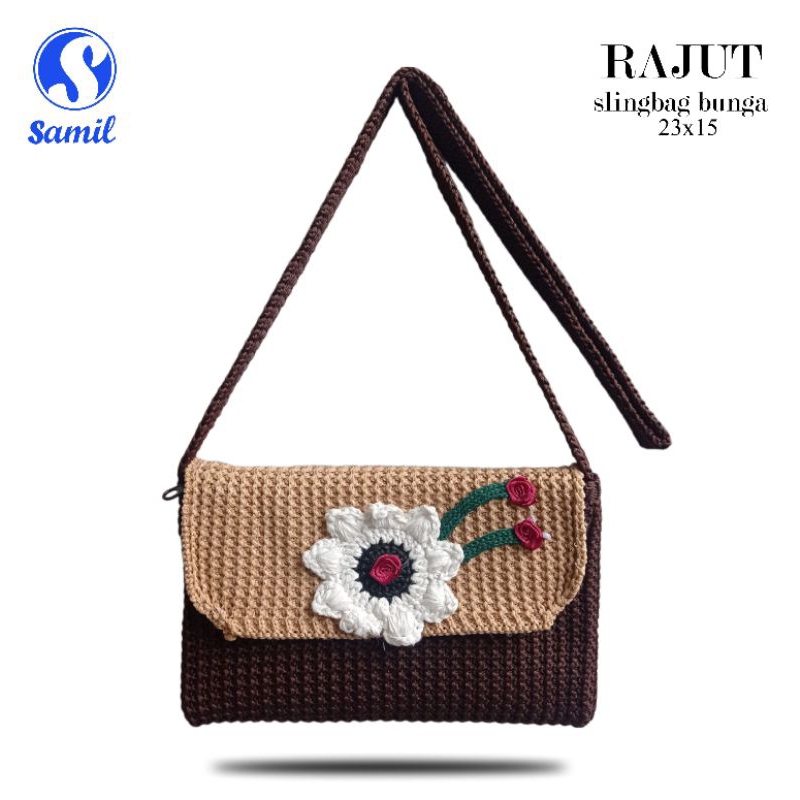 Tas Selempang rajut wanita bunga - tas rajut hp uang - tas cewe viral kekinian 2022 - tas selempang 