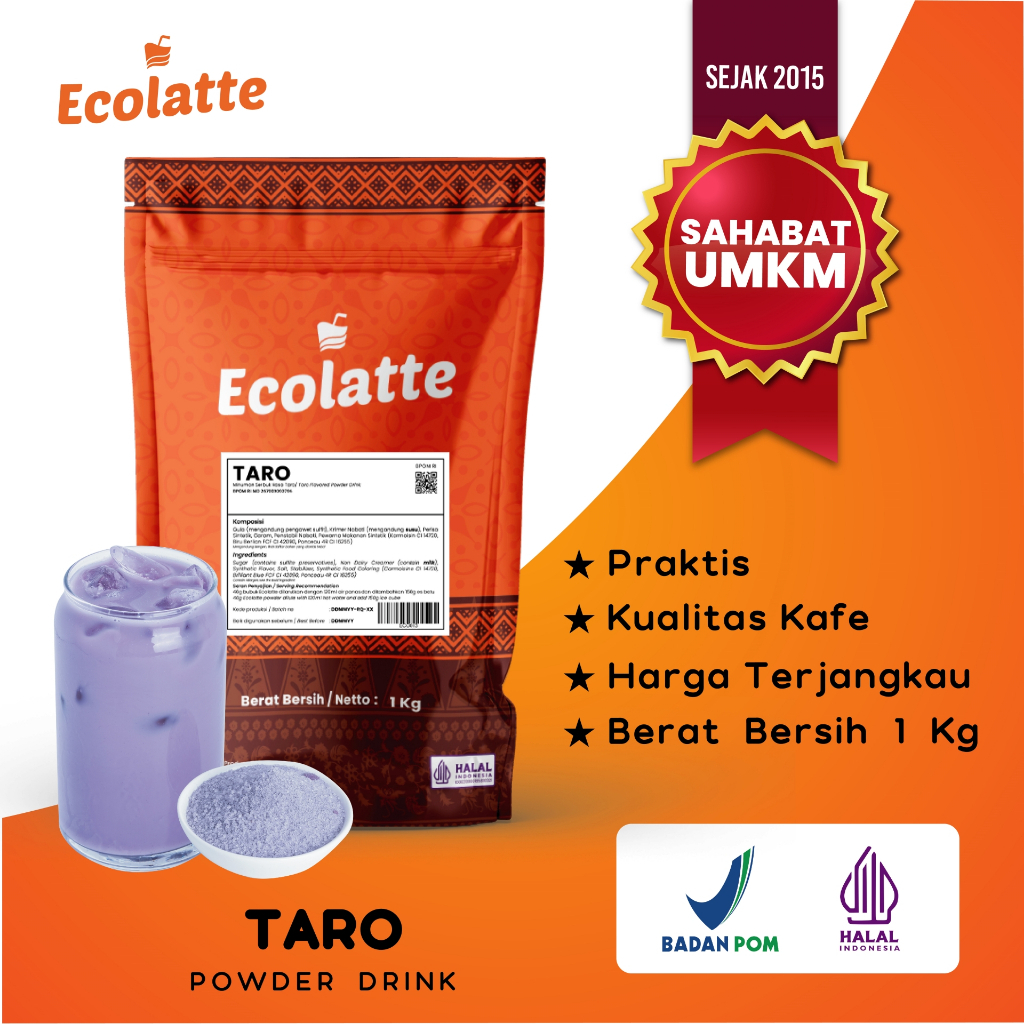 

ECOLATTE TARO 1 KG Powder Drink Bubuk Minuman Enak Rasa Taro HALAL BPOM