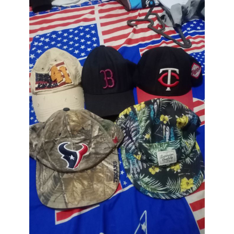 SALE ALL ITEM 50K Topi MLB Twins, MLB Boston, WHO A.U Fullprint, NFLx47 Texans, J.Capco vintage