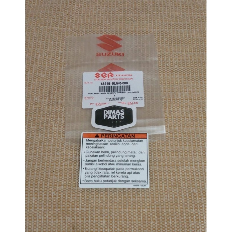 STICKER STIKER LABEL PERINGATAN WARNING DEK TENGAH SEMUA MOTOR SUZUKI ORIGINAL