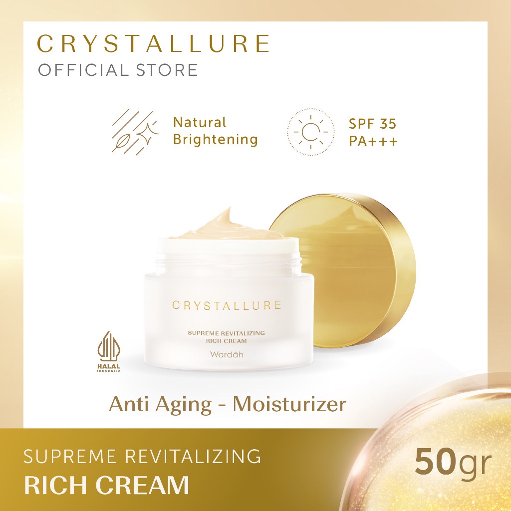 CRYSTALLURE Supreme Revitalizing Rich Cream Indonesia / Pelembab Wajah 50g / SPF 35 PA+++ / Natural 