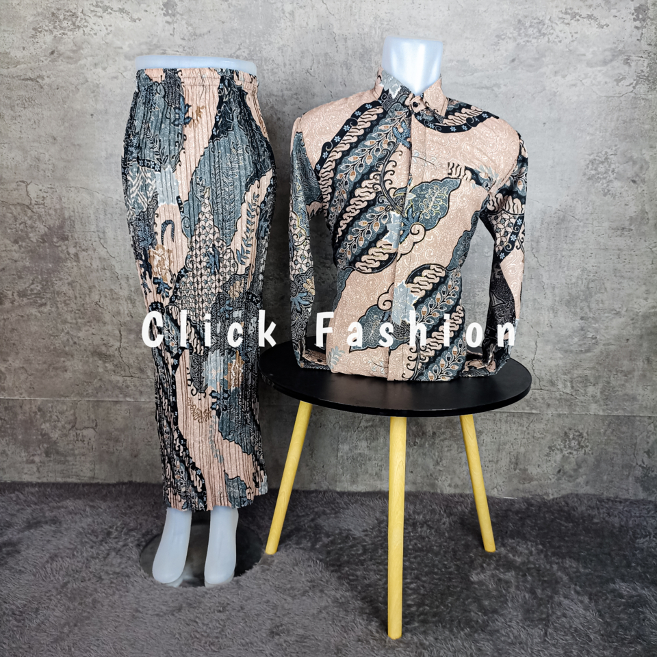 CLICK FASHION- BATIK COUPLE PASANGAN DAN ROK PLISKET/ KEMEJA BATIK COUPLE/ ROK PLISKET/ ROK PLISKET 