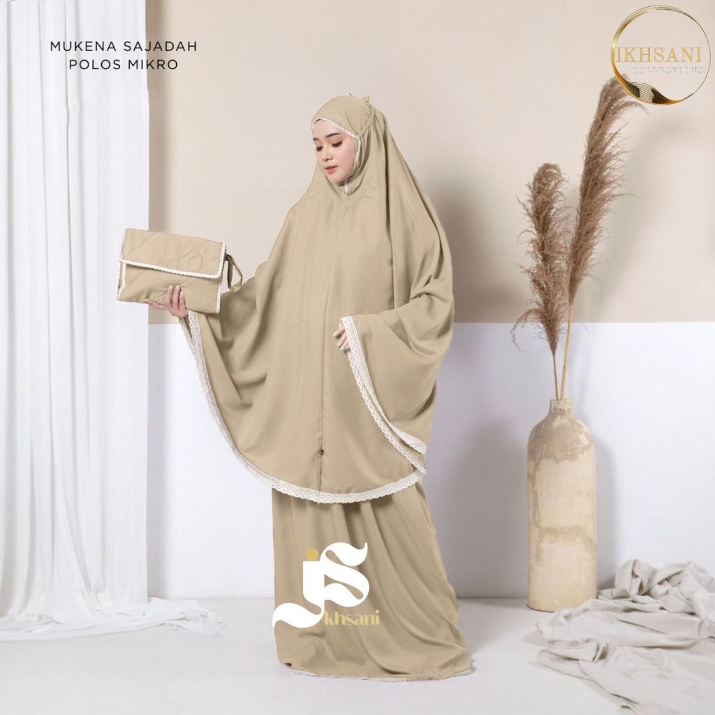 Mukena Dewasa Set Sajadah 2IN1 Jumbo Katun Polos Traveling