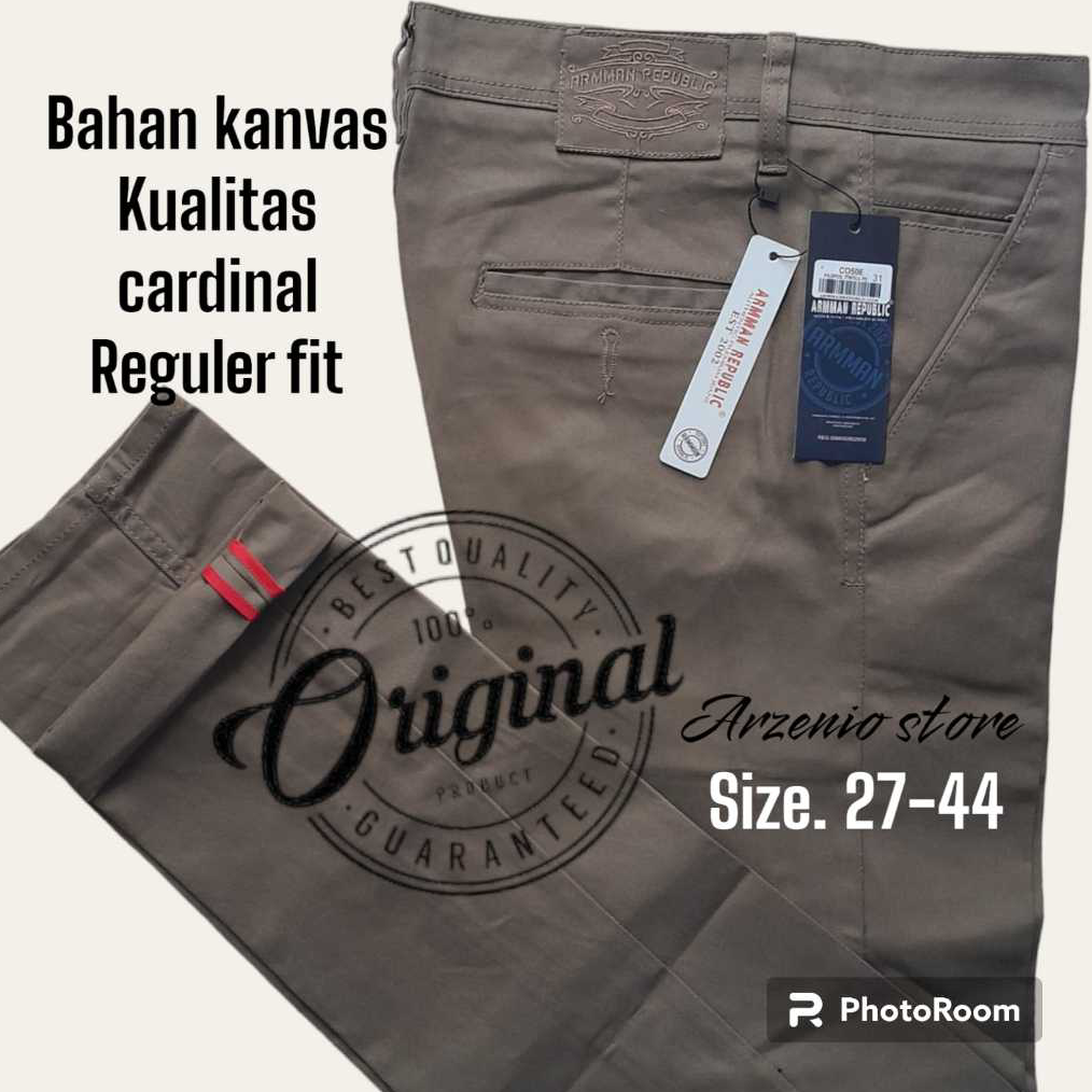 ✪ Terbatas Celana Panjang Pria Chinos Premium Original 100% bahan kanvas cardinal arman republic Jumbo 27 Sampai Big size 44