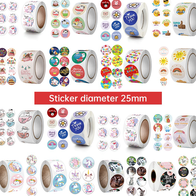 

☊↕⁑ COD ❤️ 1 Roll (500 PCS) Sticker Label Makanan Tulisan Thank You For Your Order / Stiker Packing / Stiker Terimakasih / Sticker thank you / Happy Birthday