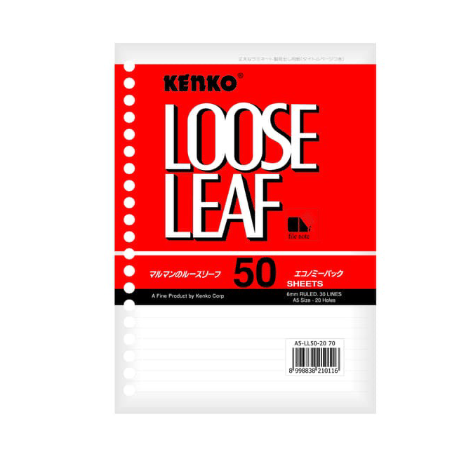 

Terbaru Loose Leaf A5 Kenko isi 50 Lembar