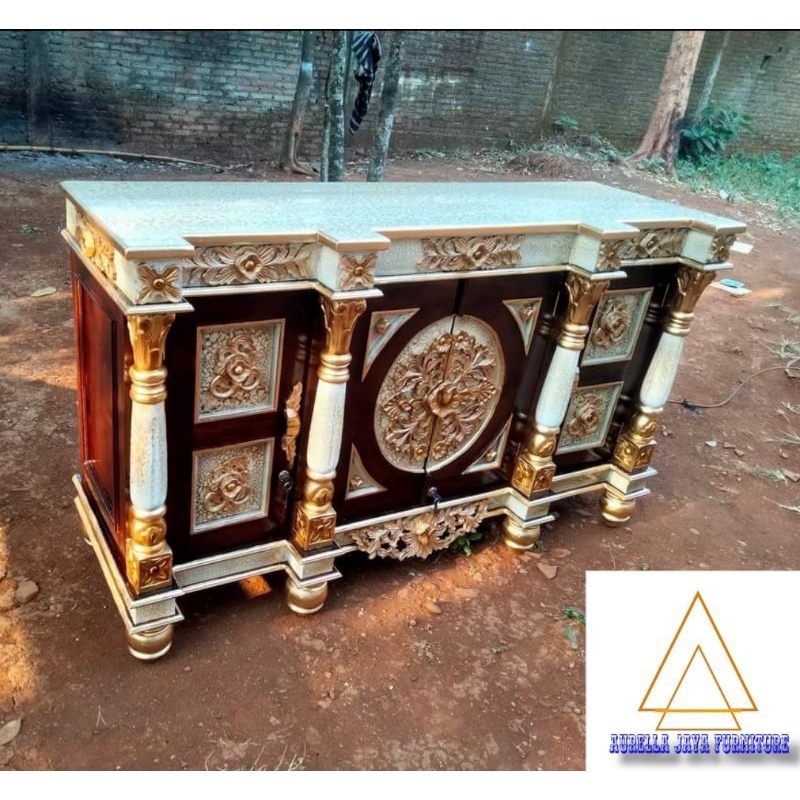 lemari tv kayu jati ukir nusantara / bufet meja tv ukir kayu jati / lemari tv jati ukir nusantara