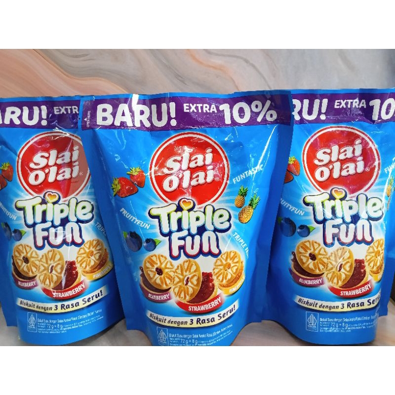 

SELAI OLAI TRIPLE FUN BISKUIT DENGAN 3 RASA