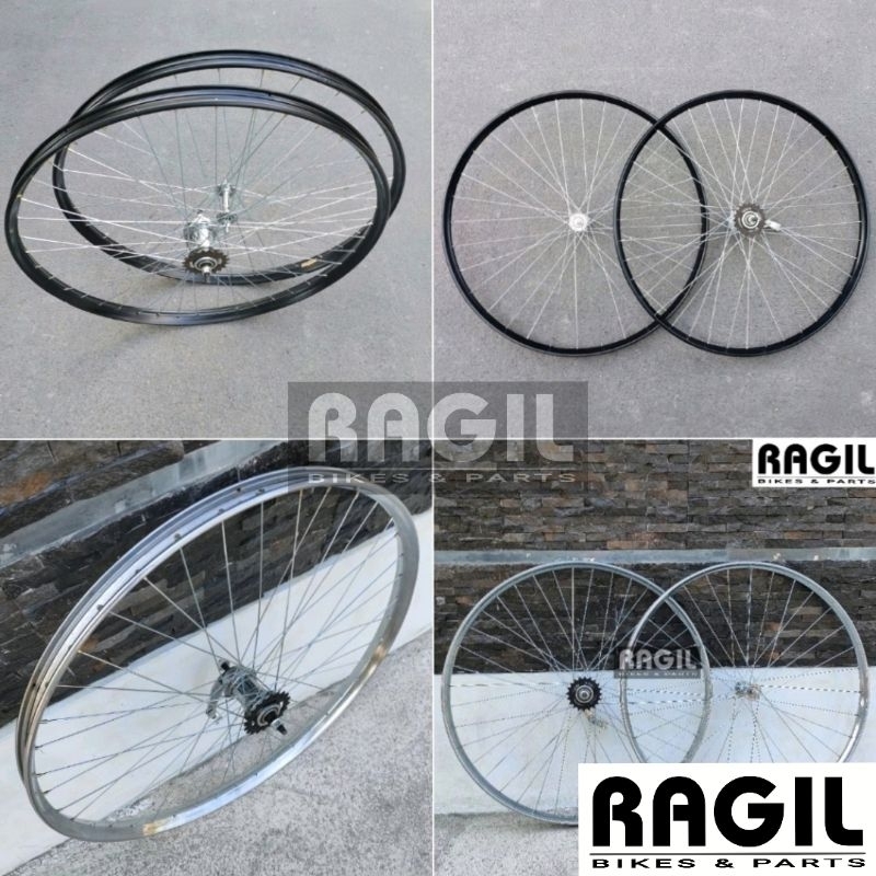 RODA JADI SEPEDA ONTHEL VELG ARAYA 28 JAWA JOWO UNTA UNTO WHEELSET ONTEL DEPAN BELAKANG CHROME KROM 