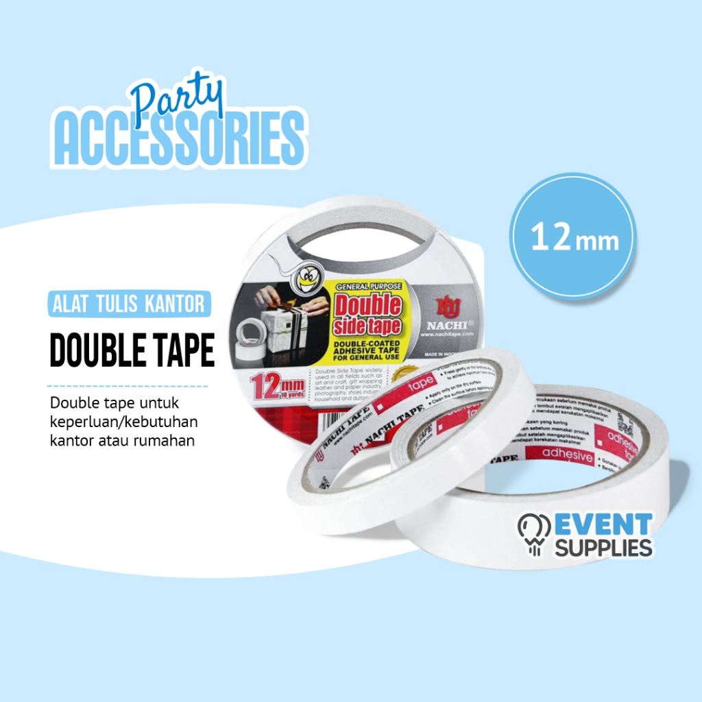 

Double Tape Nachi Dua sisi / isolasi Double Tape 12mm 24mm 48mm isi 1roll 10 Yard