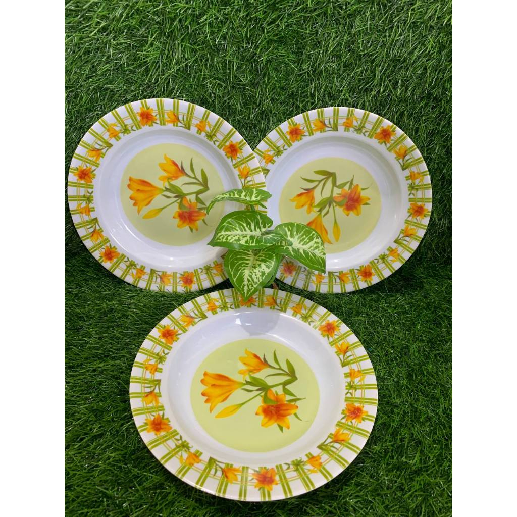 [1 PCS] Mangkok Piring melamin corak bunga mangkok mie mangkok sup piring serbaguna piring makan