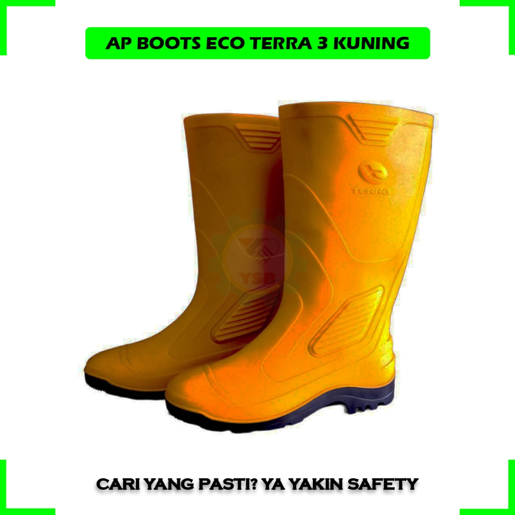 Sepatu Boot Boots Karet Tinggi Panjang 40-41cm 40 - 41 cm Merk AP Boots Eco Terra 3 Warna Kuning Pri