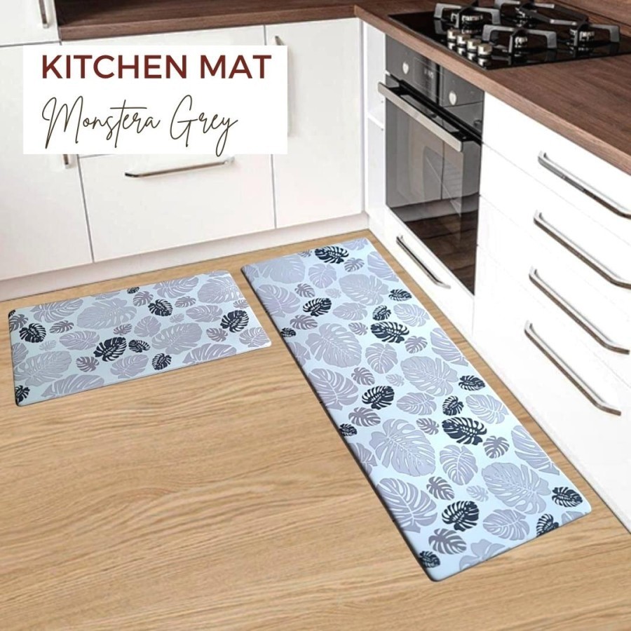 Kitchen Floor Mat MONSTERA GREY / Keset Alas Lantai Rumah Dapur Anti Selip Martha Karpet Surabaya