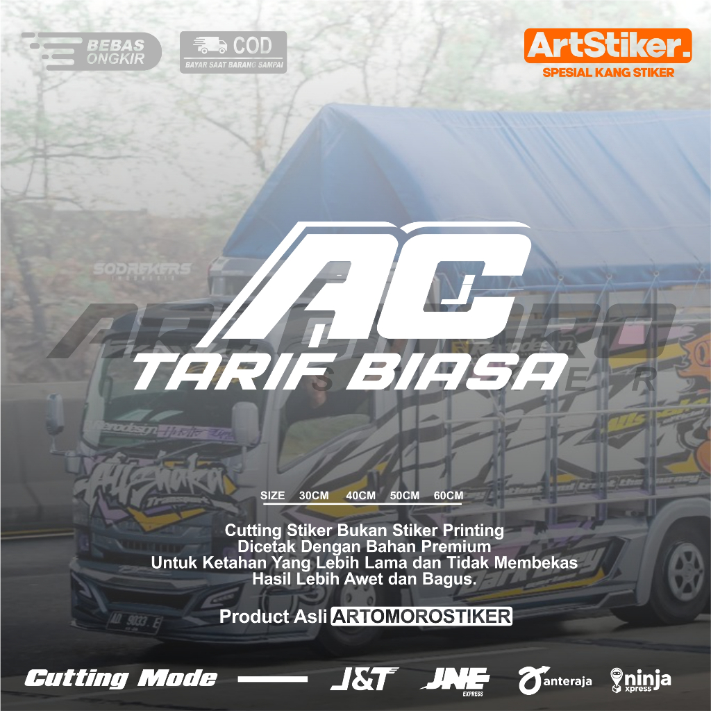 Stiker ac tarif biasa cutting variasi mobil pickup truk canter giga sticker ac tarif biasa