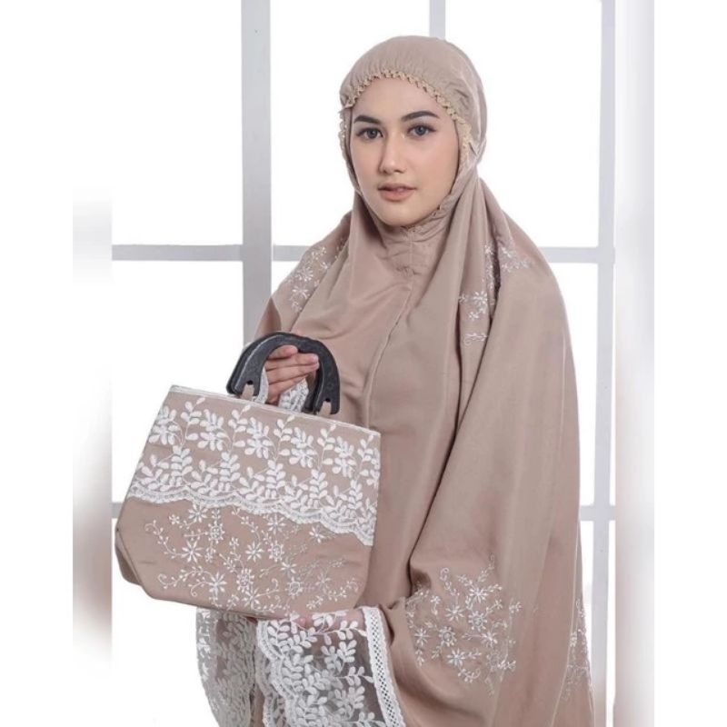 mukena bordir dewasa putri malu katun adem jumbo mewah elegan