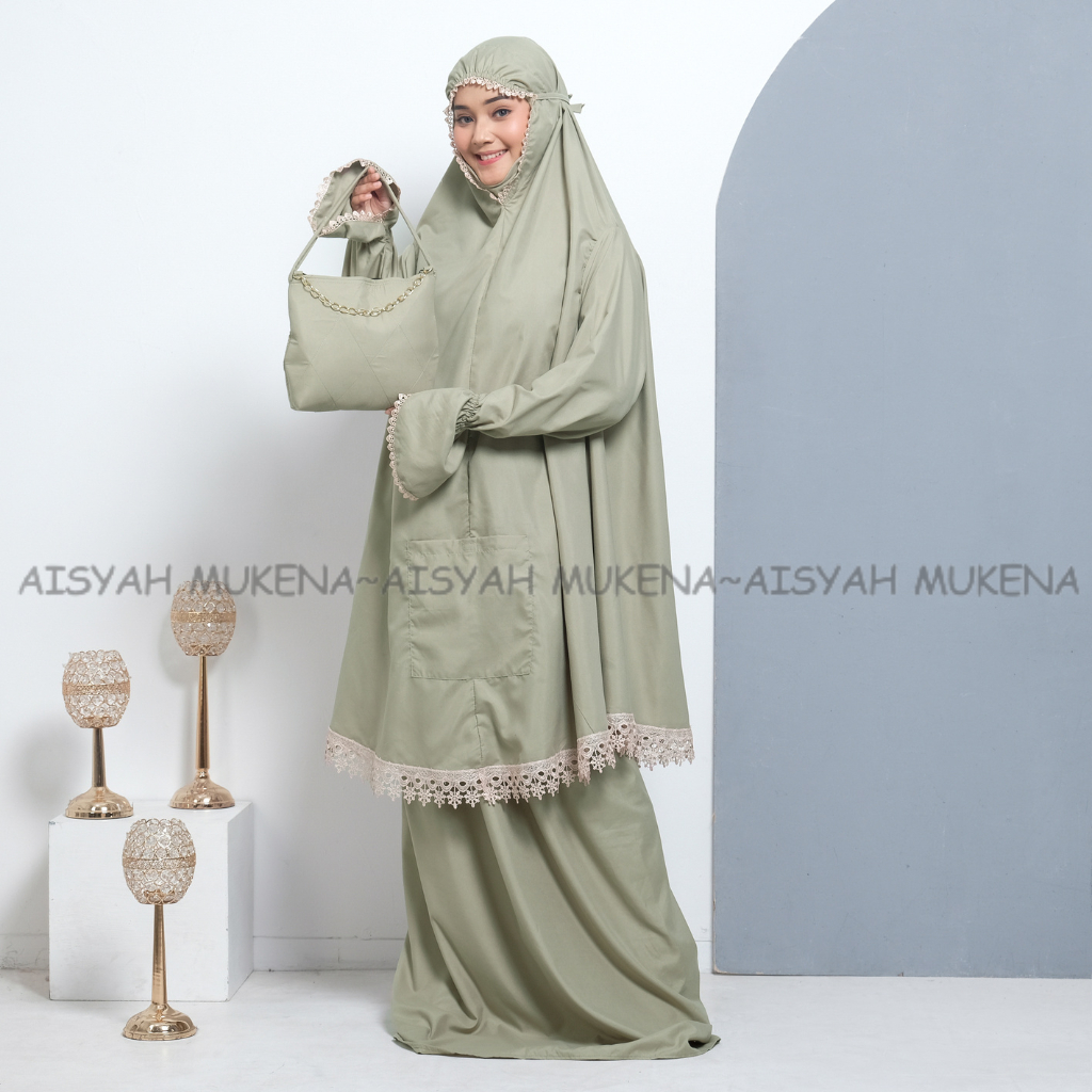 Mukena Dewasa Stelan Berlengan Umroh Dan Haji Mukenah Tangan Potongan Atas Bawah