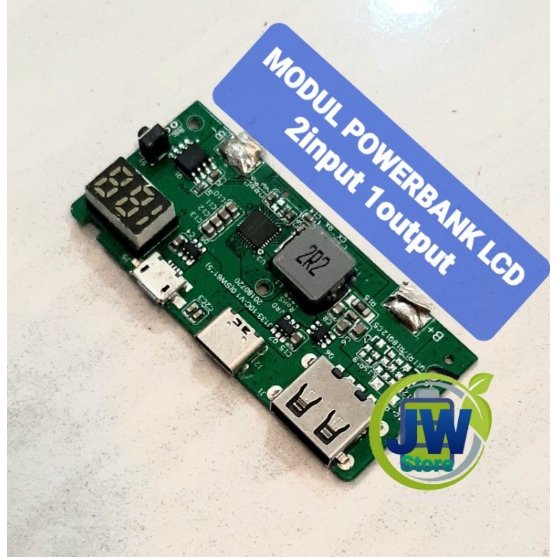 Modul powerbank LCD 2 input type C &amp; Micro &amp; 1 output (copotan nornal)