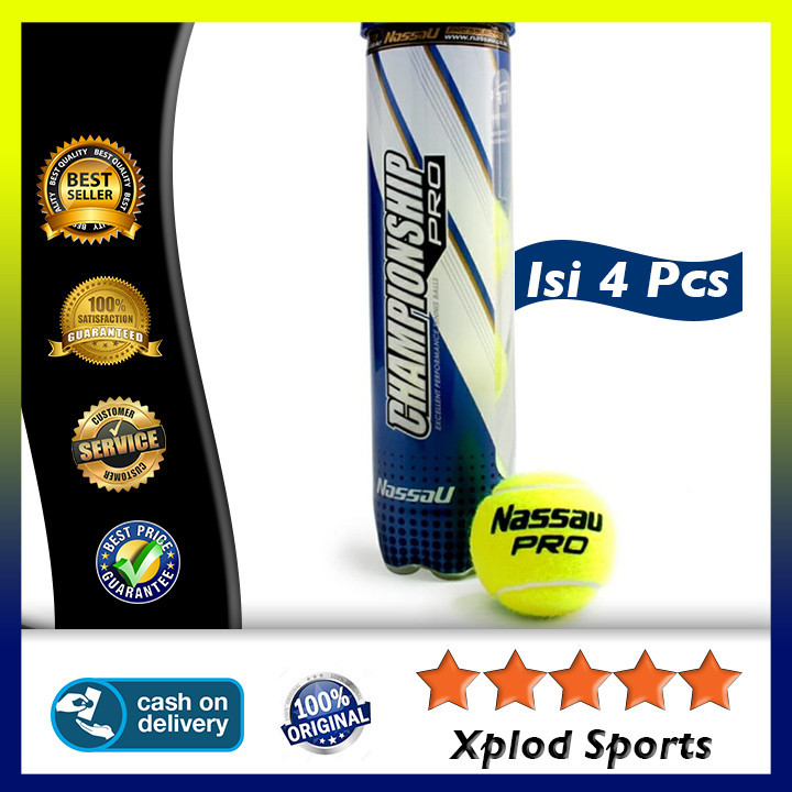 (4Pcs) Bola Tenis Nassau Championship Pro Biru Isi 4 Bola Tennis Nassau Korea Pemula Semua Lapangan 