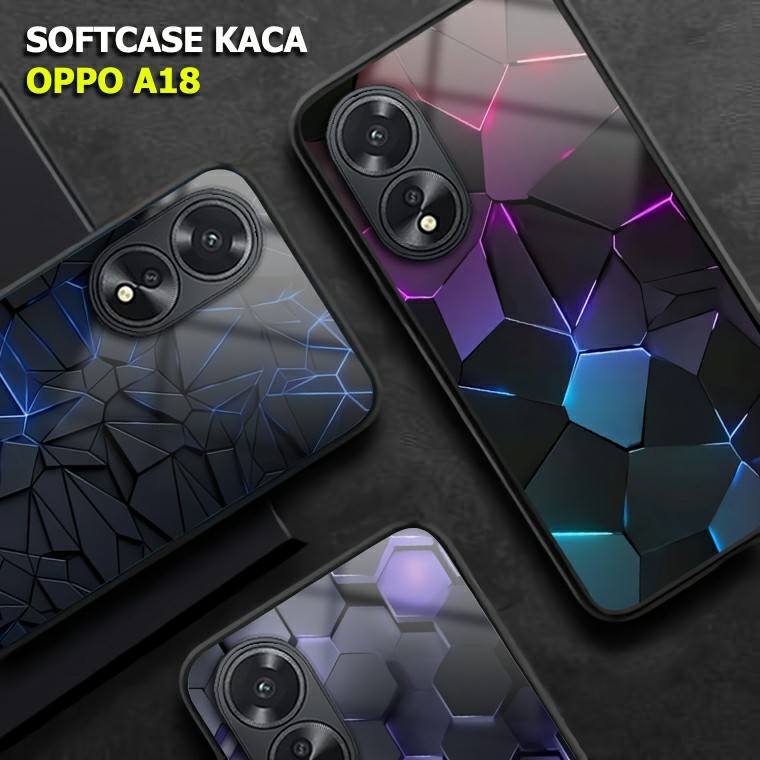 Softcase Glass kaca Oppo A18 [E688] Case HP Oppo A18 - Casing Oppo A18 - Softcase Oppo A18 Terbaru