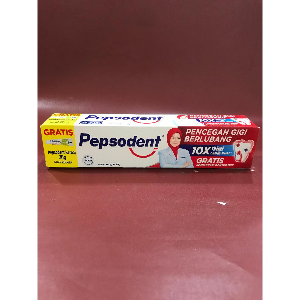 Pepsodent Pasta Gigi Pencegah Gigi Berlubang 190+free 20gr pepsodent herbal